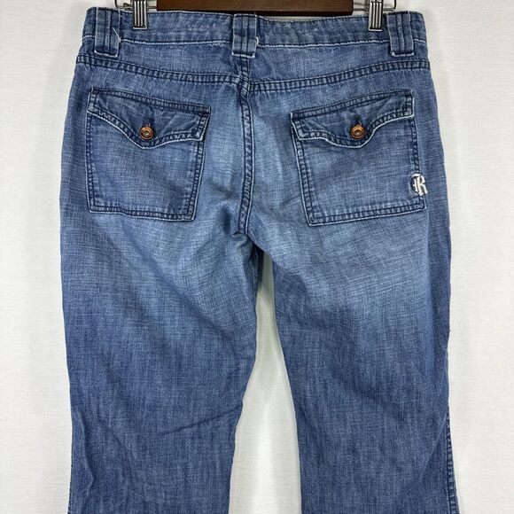 Rich & Skinny Jeans Womens 28 Blue Bootcut Mid Rise Denim Button Fly Flap Pocket - Picture 12 of 13